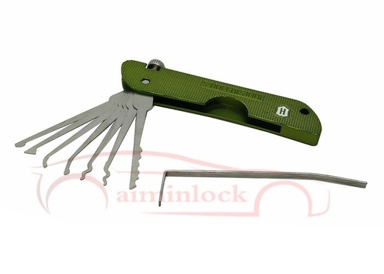 Εργαλεία κλειδαριού Haoshi Δυνατό να αναδιπλωθεί 7 σε 1 Εργαλεία κλειδαριού (πράσινο)