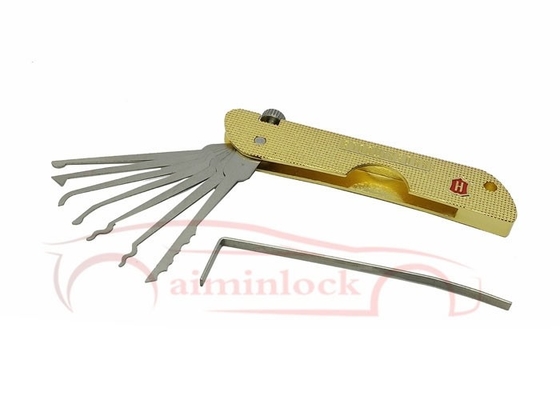 Δυνατό να αναδιπλωθεί σε 7 σε 1 κλειδαριό picking set κλειδαριό εργαλεία Haoshi Fold κλειδαριό εργαλεία (κίτρινο)