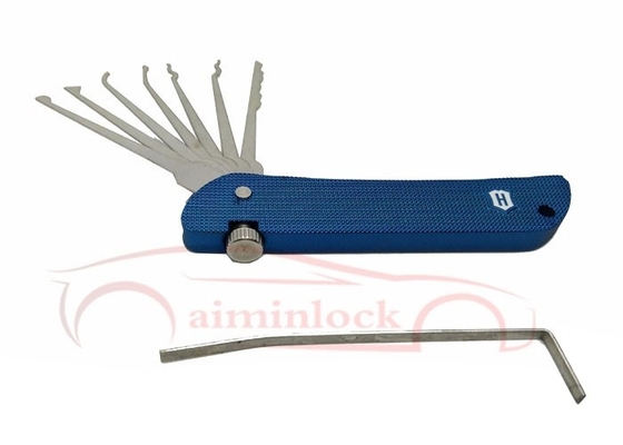 Δυνατό να αναδιπλωθεί σε 7 σε 1 κλειδαριό picking Set κλειδαριό εργαλεία Haoshi Fold κλειδαριό εργαλεία (μπλε)